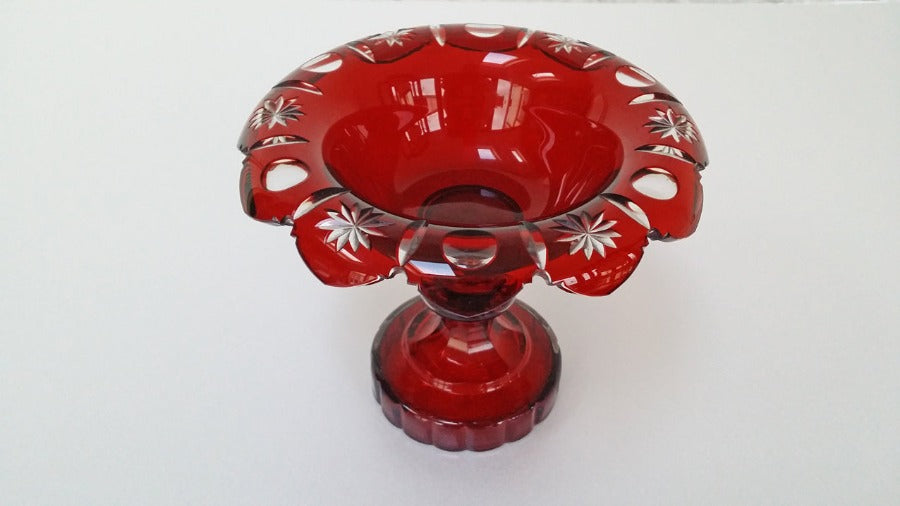 Ruby Cut Glass Bon Bon Dish