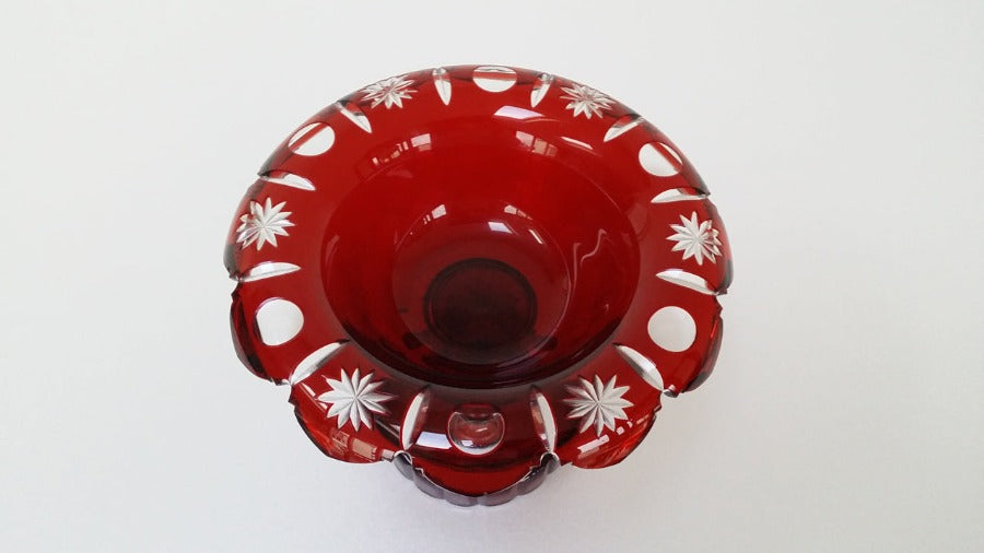 Ruby Cut Glass Bon Bon Dish
