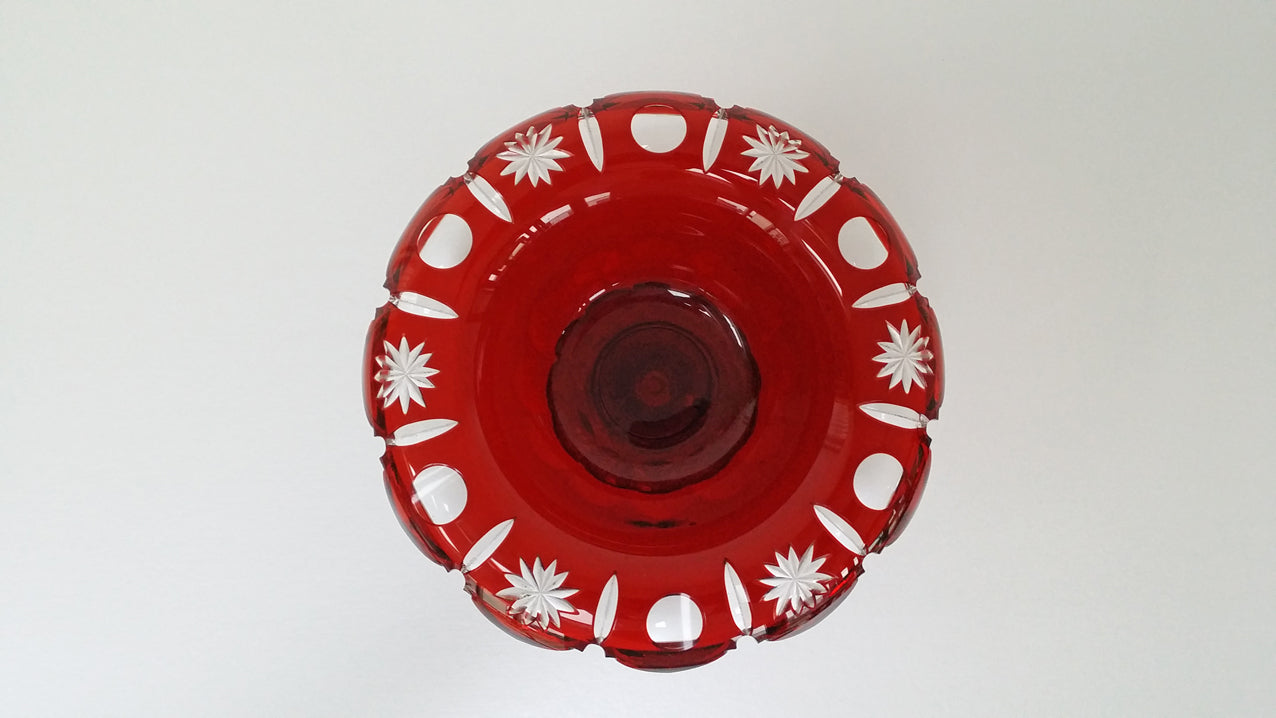 Ruby Cut Glass Bon Bon Dish