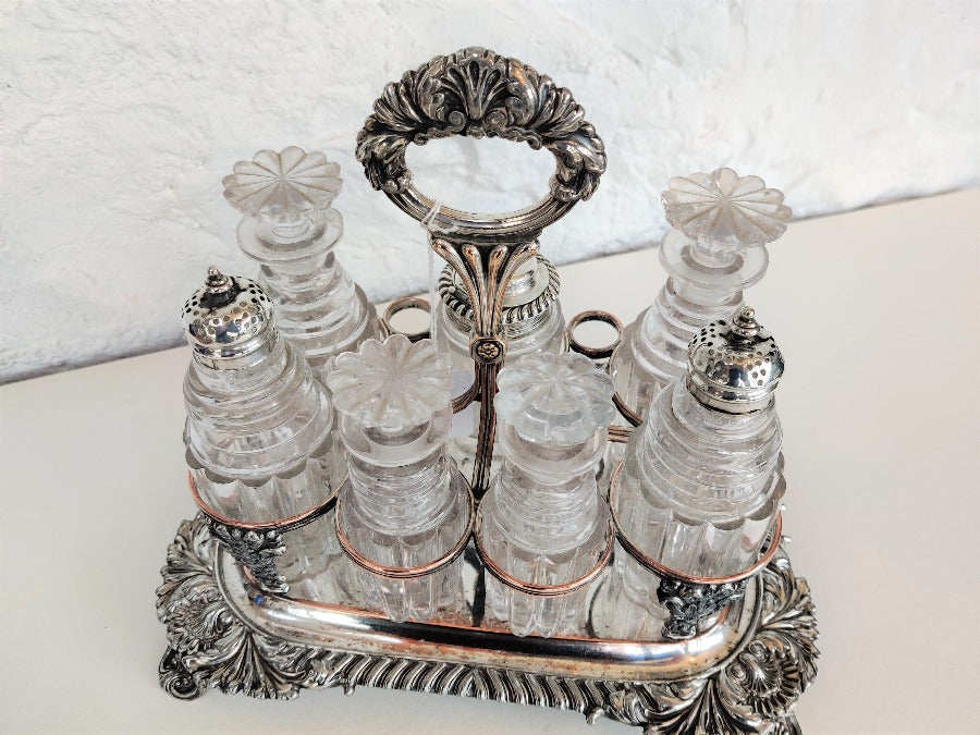 Silver & Cut Glass Cruet Set