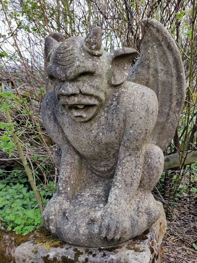 Pair - Hand Carved Stone Statues
