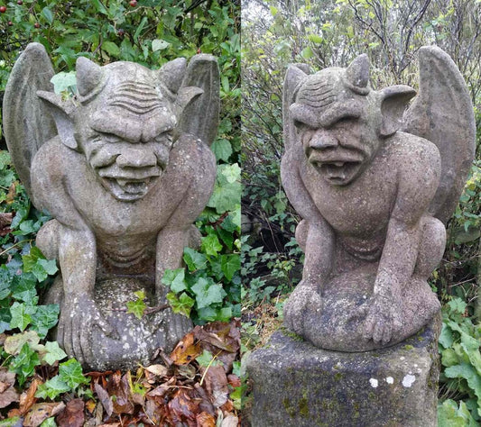 Pair - Hand Carved Stone Statues